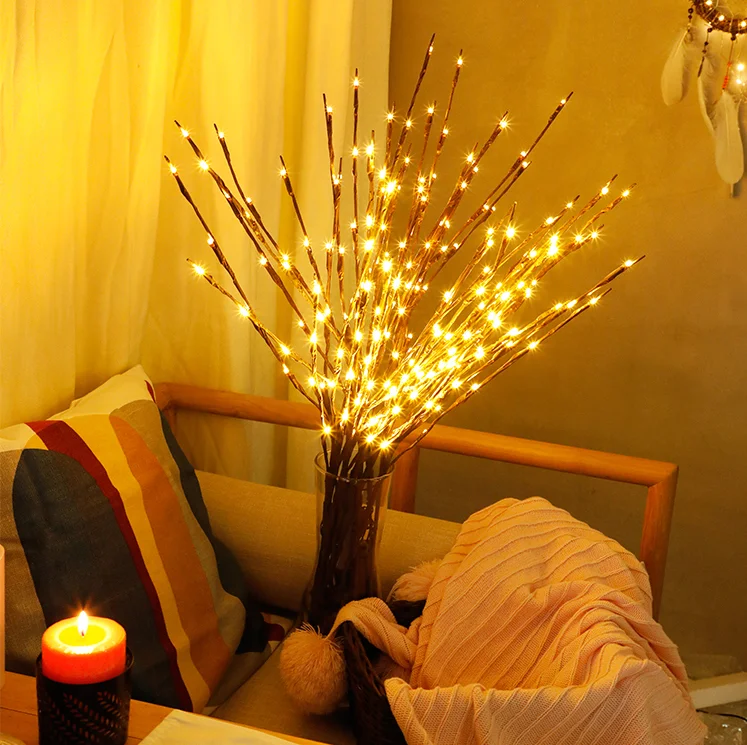 Nordic Style 20 Bulbs Christmas Tree Decoration LED Willow Branch Lamp Floral Lights Home Party Supplies Xmas Natal Home Decor