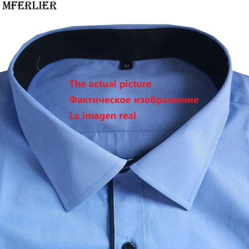 MFERLIER мужские осенние 8XL рубашки 10XL с длинным рукавом размера плюс, большие 9XL 11XL 12XL 5XL хлопковые формальные зимние рубашки Деловые офисные синие