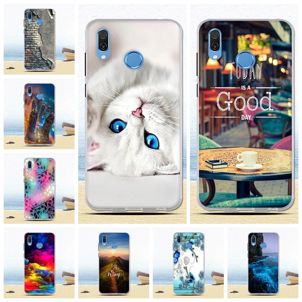 Силиконовый чехол для Huawei Honor Play мягкий из ТПУ с объемным цветком 10 защитный