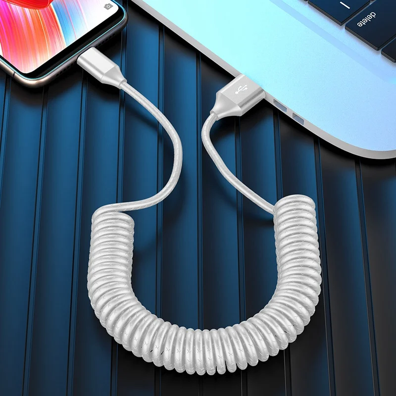 White USB для Micro usb зарядный кабель для huawei Поддержка Max 3A 40 см спиральная передача данных Зарядка Micro USB - Цвет: White