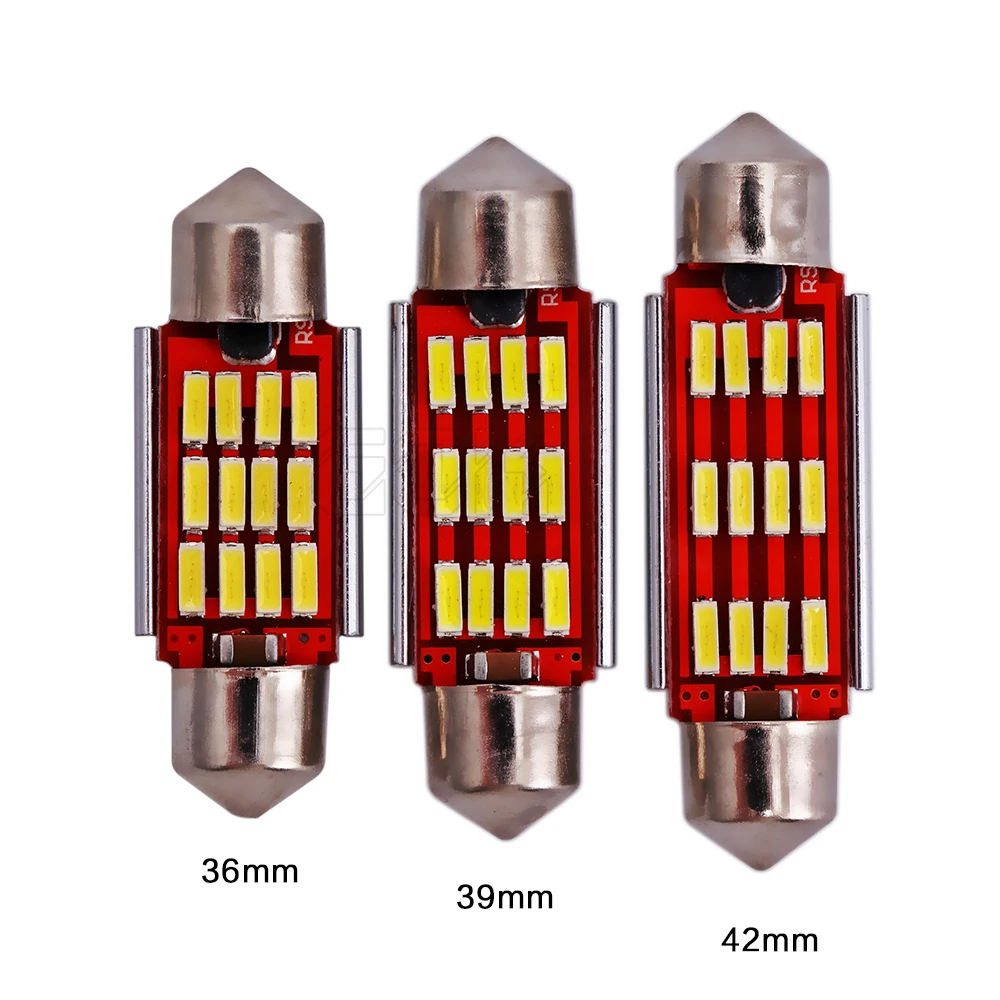 2 шт./лот светодиодная гирлянда 36 мм 39 41 купольная лампа 12SMD 4014 CANBUS для салона