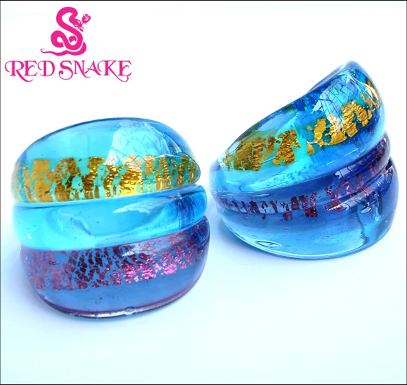 Красная змея модное кольцо ручной работы светло голубой и блестящий фиолетовый