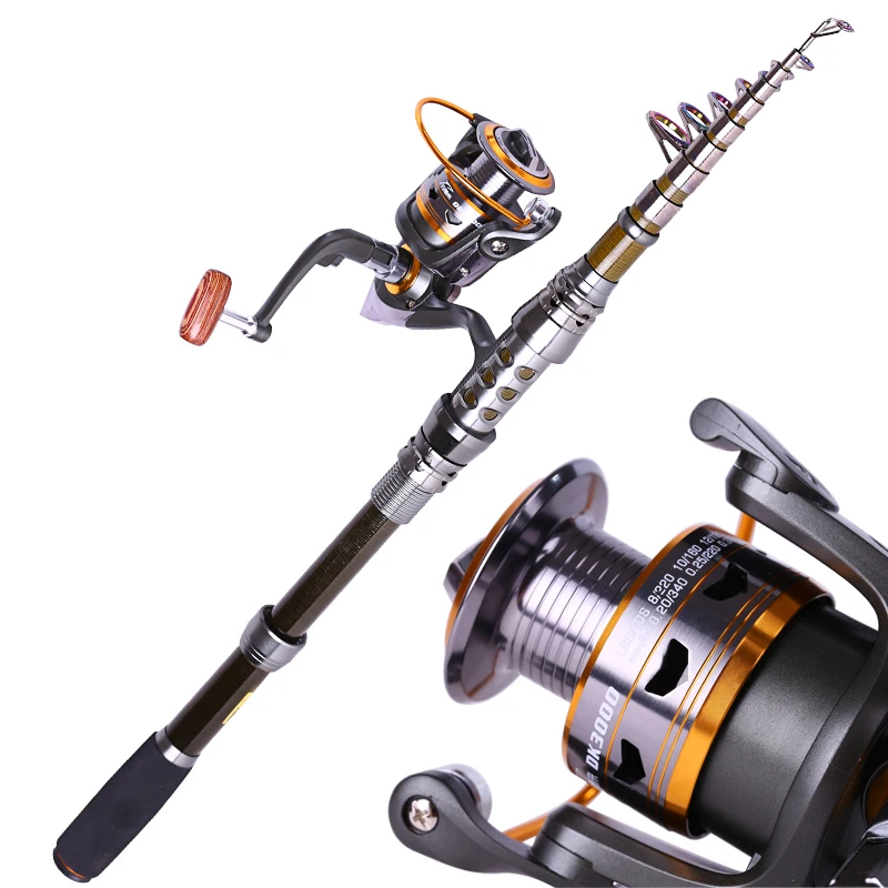 Spinning Fishing Rod 1.8m-3.3m Feeder Carbon Fiber Telescopic Set with Reel Travel Carp Fish Pole Bamboo Tackles | Спорт и