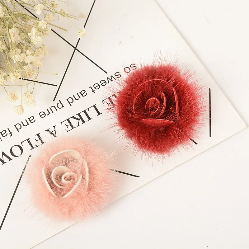 Помпон сделай сам из меха норки и кожи 6 см с пионами кроличий помпон меховые