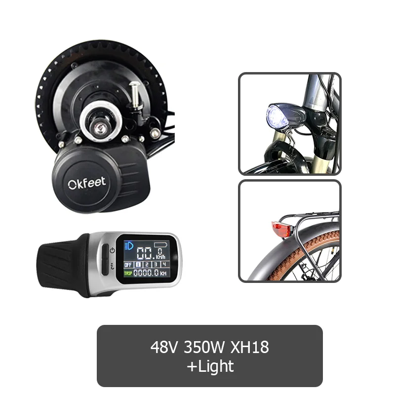 48v350w XH18 Light Tsdz2 Tongsheng 36V 48V 250W 350W 500W звездочка цепной передачи Mid приводной двигатель электрический велосипед, фара для электровелосипеда в Conversion Kit с Батарея - Цвет: 48v350w XH18 Light