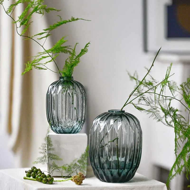 Glass vase living room home decoration flower arrangement dried art garden Chinese style simple | Дом и сад