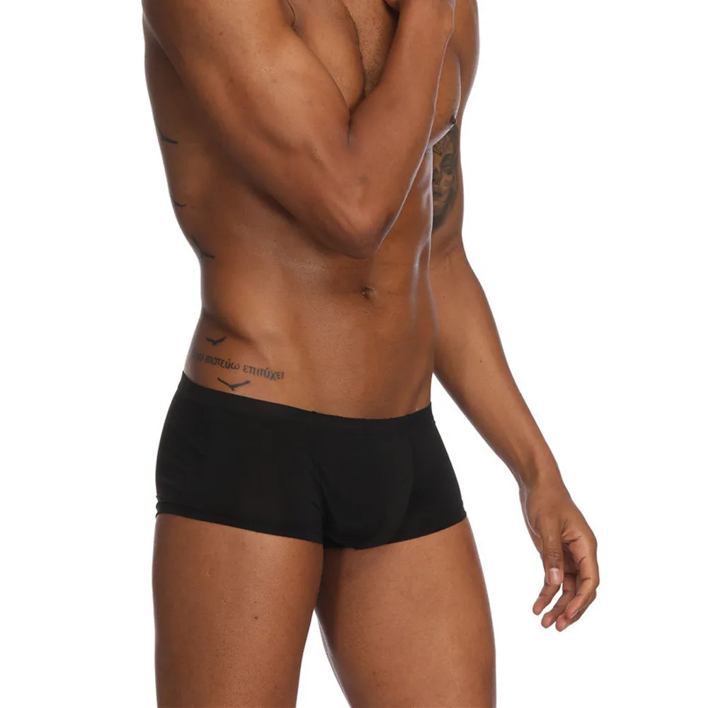 Мужское модное мужское нижнее белье боксеры из ледяного шелка ультра-тонкое