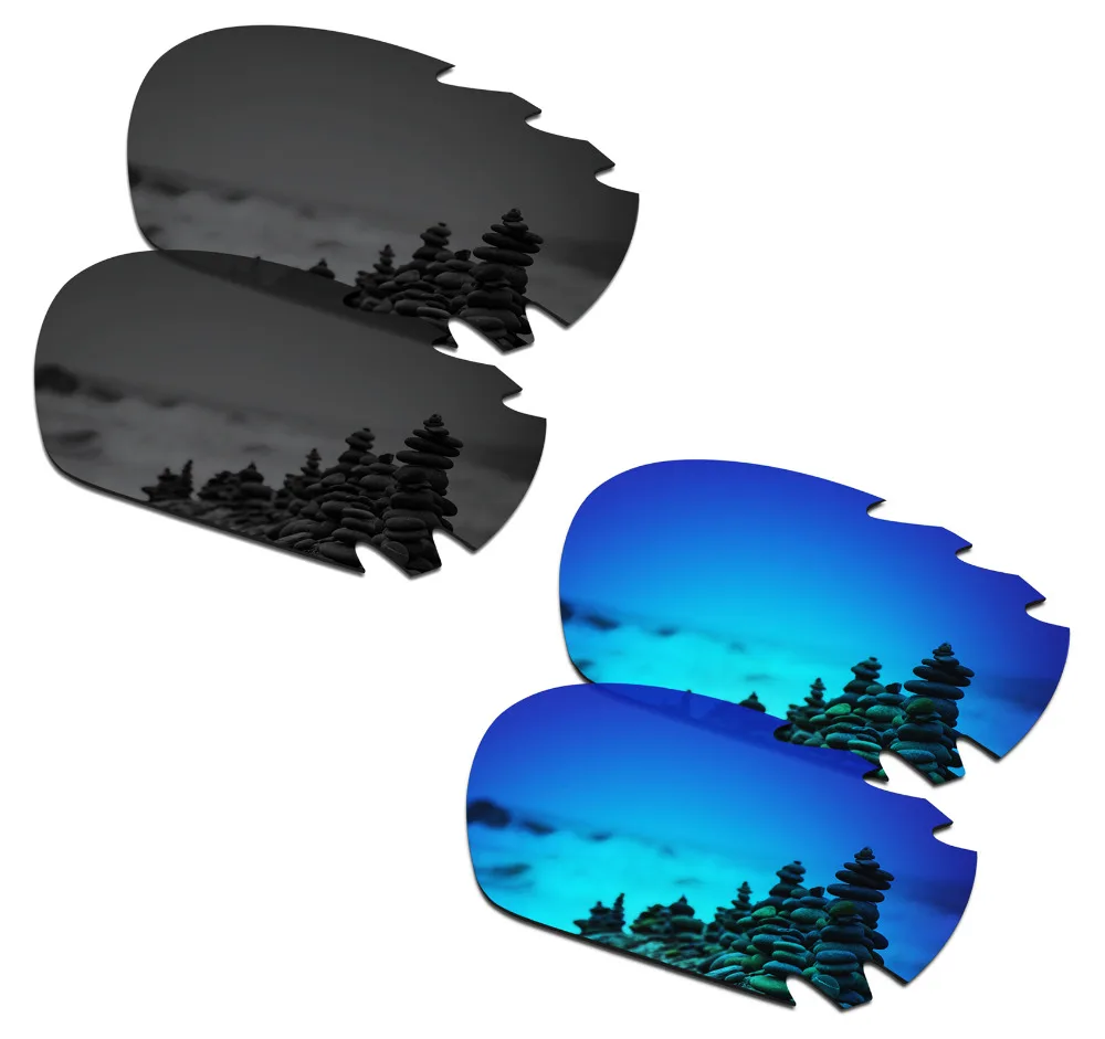 

SmartVLT 2 Pairs Polarized Sunglasses Replacement Lenses for Oakley Jawbone Vented Stealth Black and Ice Blue