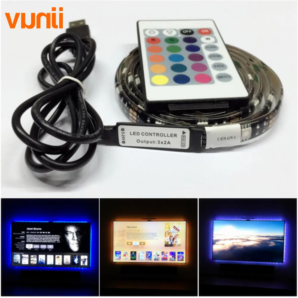 Новинка! DC5V USB Светодиодная лента 5050 RGB гибкий свет 1 м 2 ТВ фоновое освещение