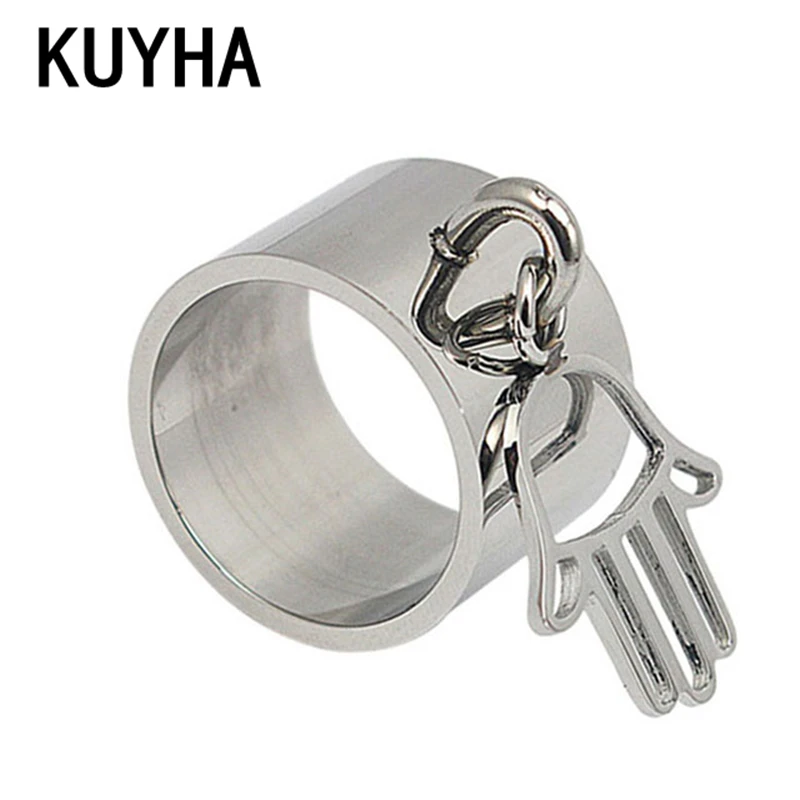 Модные полые ручной кулон кольцо 316L Кольца из нержавейки с Талисманы Новый