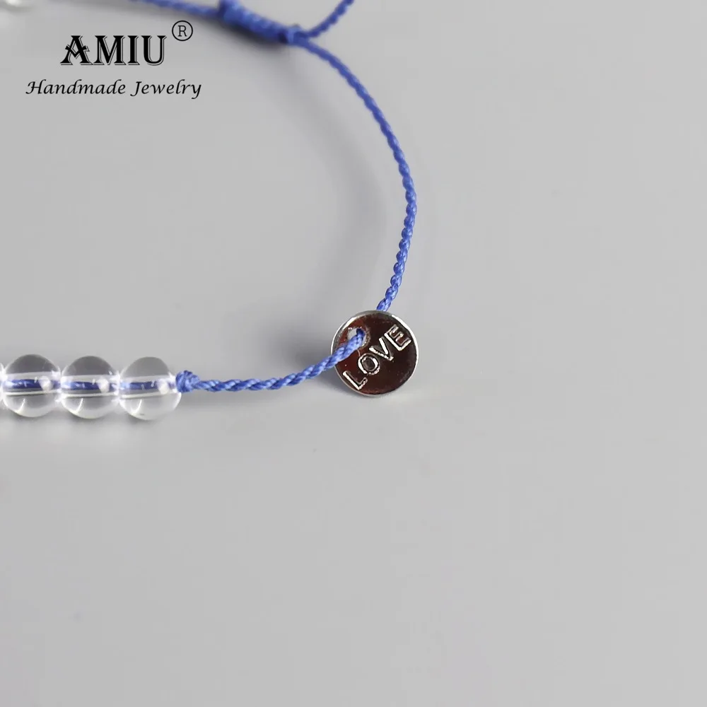 AMIU 6 мм Высокое качество прозрачные браслеты из бисера натуральный Бисер для мужчин и женщин восковой браслет дружбы из шнура натуральный камень бусины браслет