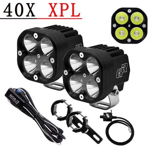 24-35mm clamp B 2 шт. 40 Вт мотоциклетный головной светильник 4200LM rbike U3/XPL светодиодный мото-светильник для вождения противотуманной фары с монтажными зажимами жгут проводов - Цвет: 24-35mm clamp B