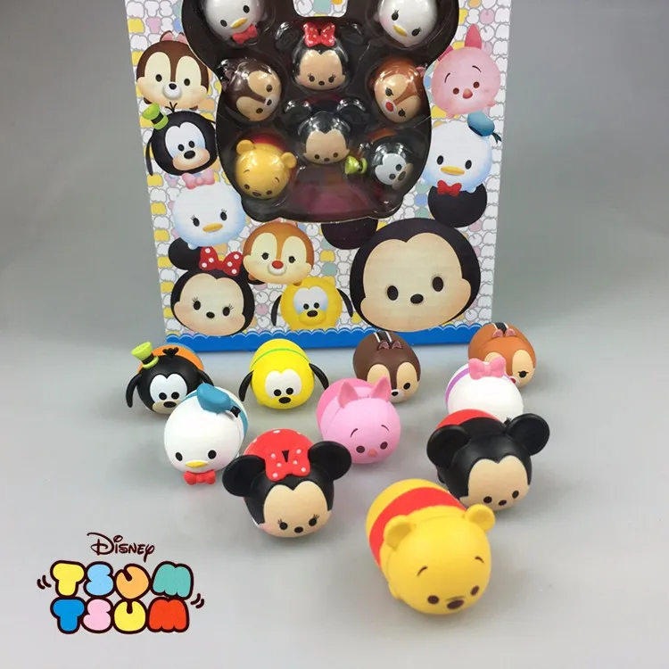 Disney Tsum 10 шт./лот 3 8 см с коробкой милые мини Дональд Микки Винни игрушки на