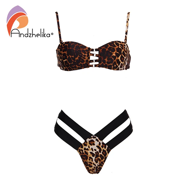 Leopard Andzhelika, сексуальный ЖЕЛТЫЙ бандаж, бикини, женский купальник, бандаж, бикини, набор, низкая талия, бразильский, пляжный купальник, купальник, монокини - Цвет: Leopard