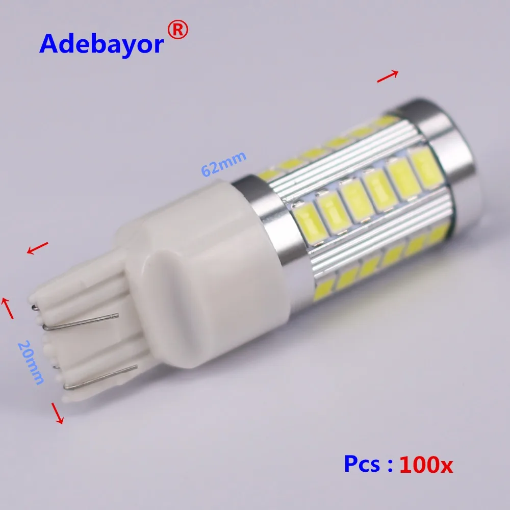 100 шт. T20 7443 7440 W21/5 Вт 33 SMD 5630 5730 Автомобильные светодиодные поворотные сигнальные