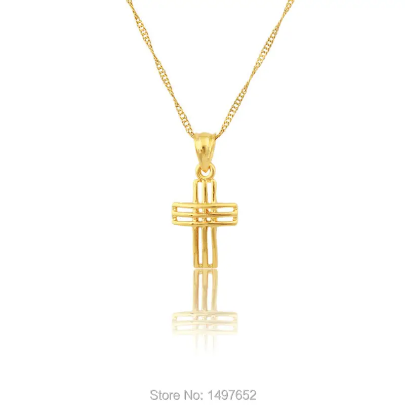 Роскошная классическая подвеска крест для женщин цепочка из 18 каратного золота с
