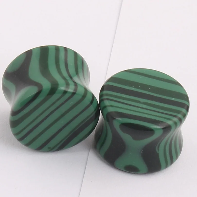 2 шт. органические зеленые вогнутые малахитовые каменные затычки для ушей