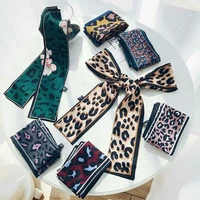 silk scarf 2019 leopard animal print scarf women silk scarf small handle bag ribbons female neckerchief head long scarves