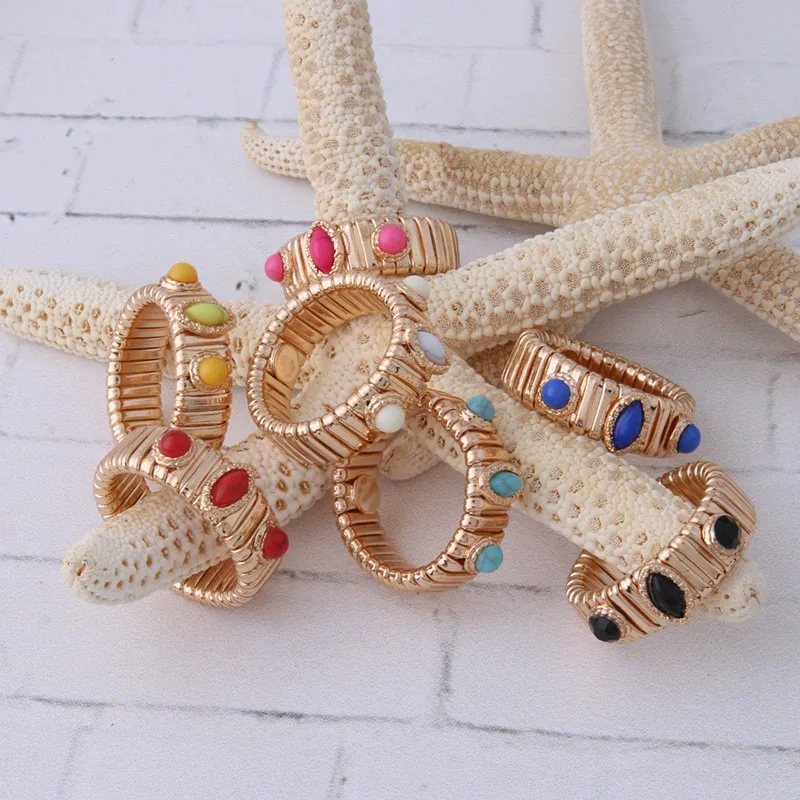 Кольцо NeeFuWoFu золотого цвета эластичное кольцо из меди с натуральным камнем