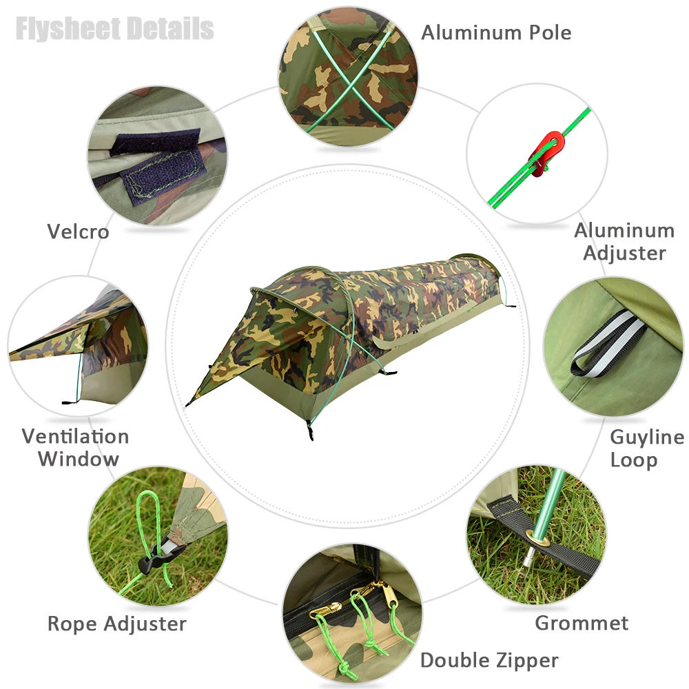 GeerTop BivyII Bivvy Палатка Сверхлегкий на одного человека 3 сезона палатки для кемпинга