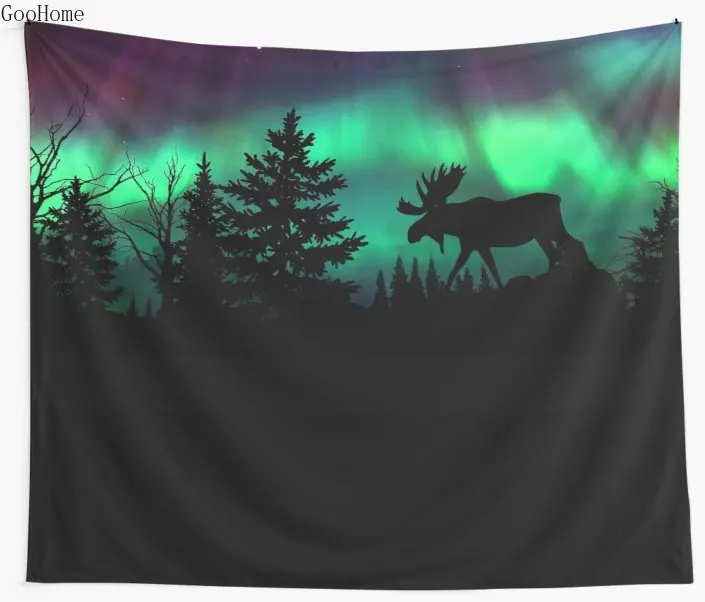 

Moose Аврора настенный гобелен пляжные Полотенца полиэстер Одеяло йога коврик-шарф