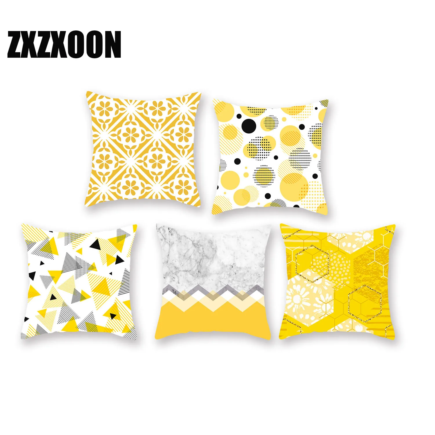С геометрическим узором Чехлы для подушек желтого и серого цветов алмазов