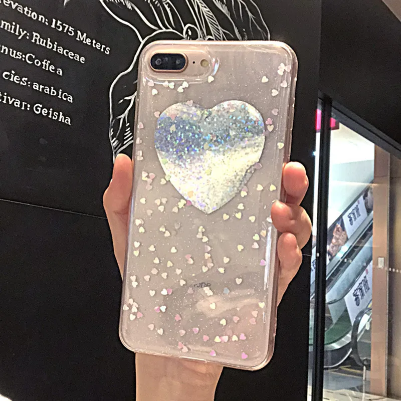 Luxury Shining Powder Sequins Phone Case For iphone XS Max XR 6 6s 7 8 Plus Cases Fashion Glitter Love Heart Covers Fundas Capa |