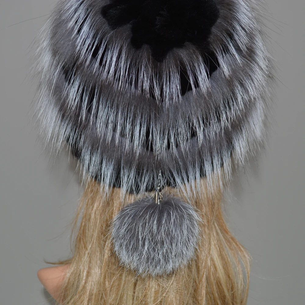 Лидер продаж 2020 модные зимние теплые женские вязаные шапки из натурального меха