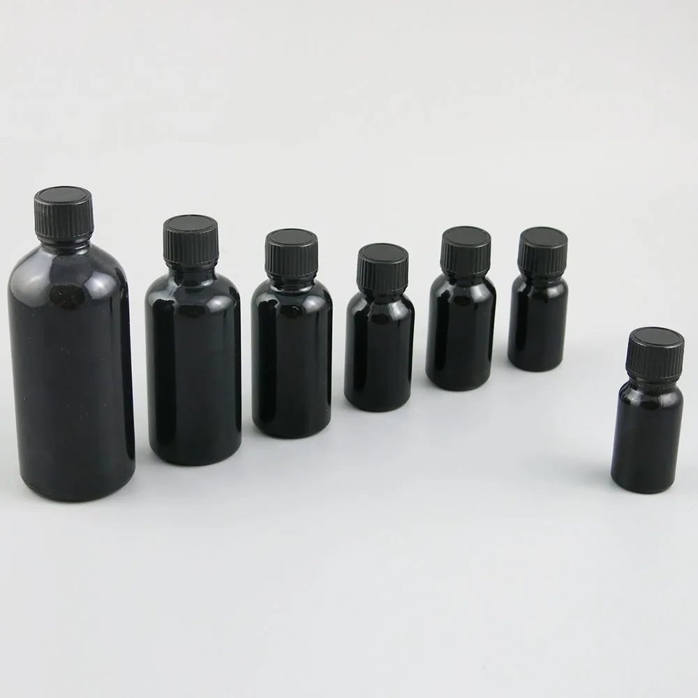 10 x 5ml 10ml 15ml 20ml 30ml 50ml 100ml Essential Oil Black Glass Bottle Plastic Cap For Liquid Reagent Pipette | Красота и здоровье