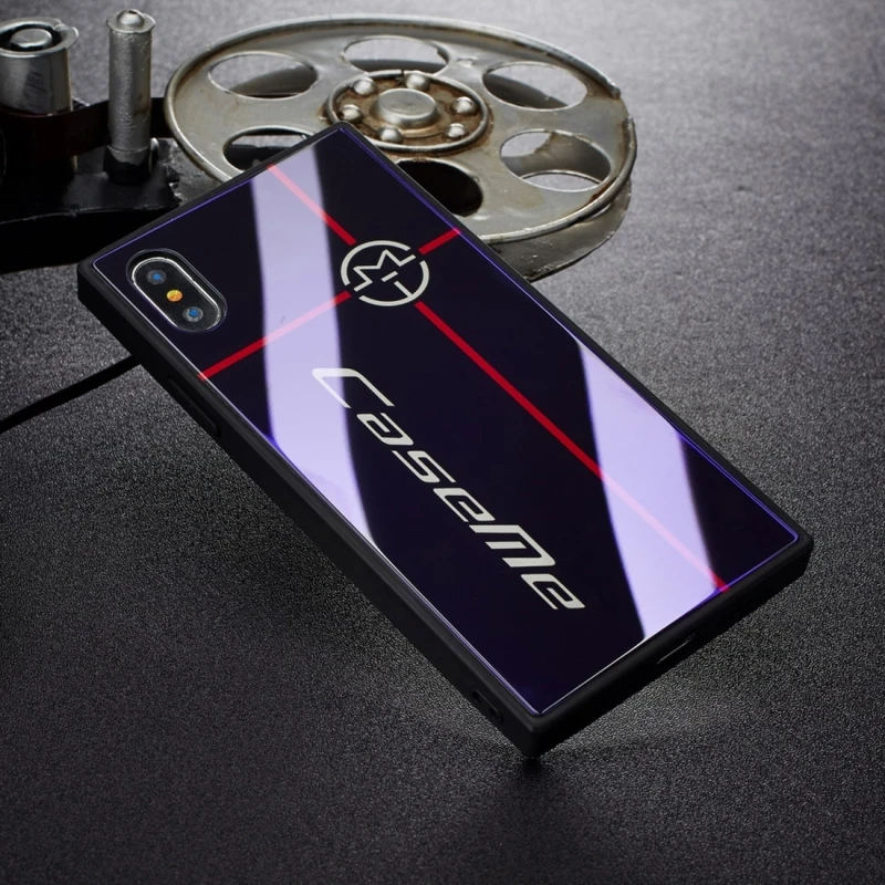 CaseMe круговой логотип узор Роскошные Грязезащищенная Coque TPU + PC синий свет Стекло