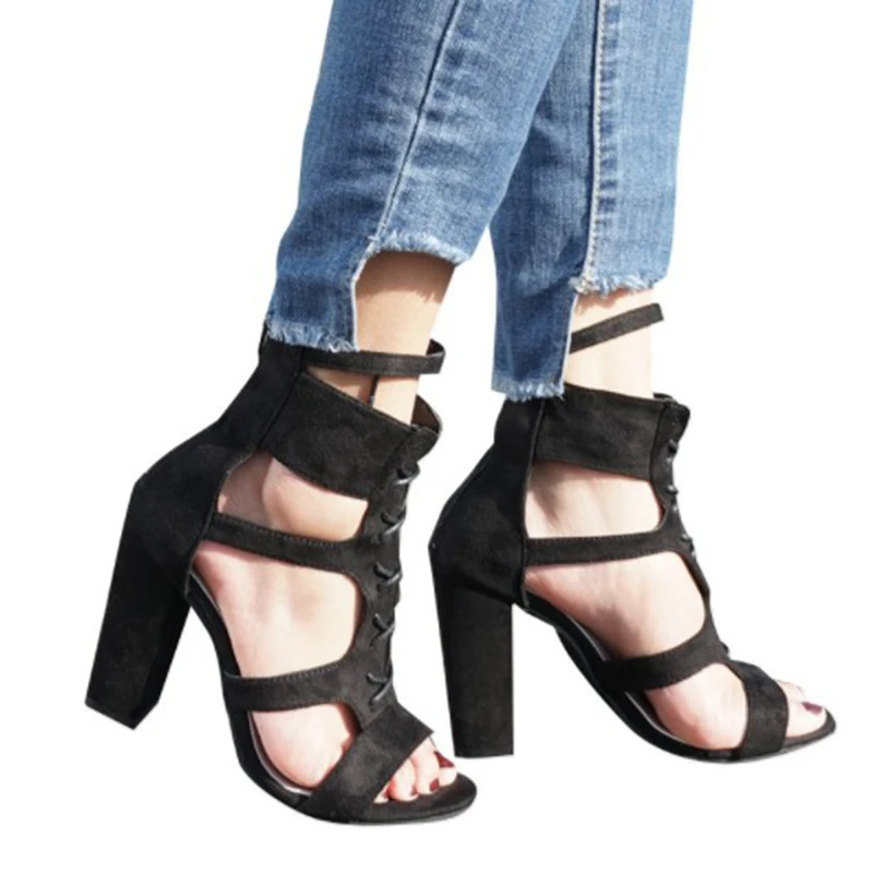 Женская обувь в римском стиле летние сандалии гладиаторы на высоком каблуке с