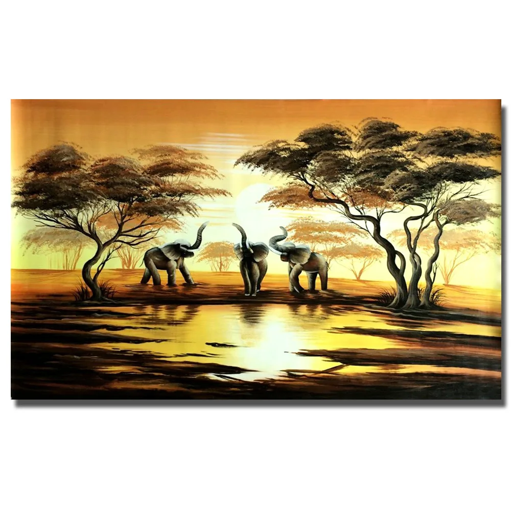

Hot Modern Abstract wall Art Handpainted Oil Painting on Canvas African landscape giraffe Picture for living room home Decor