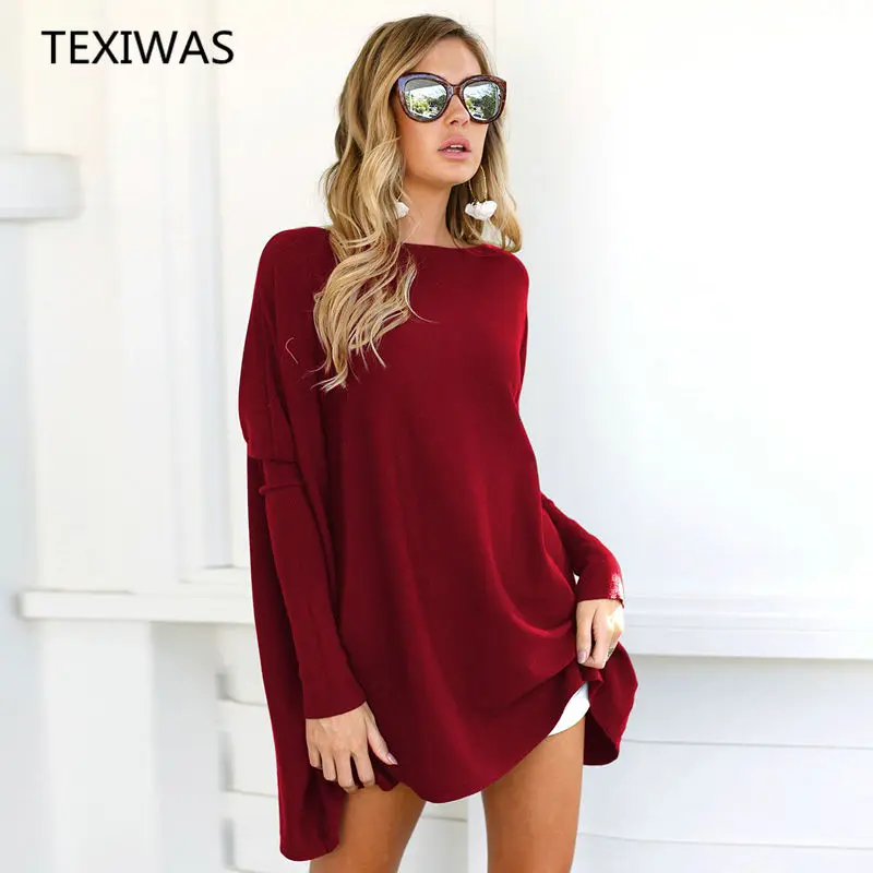 2019 Модные свободные женские повседневные платья с длинным рукавом и круглым