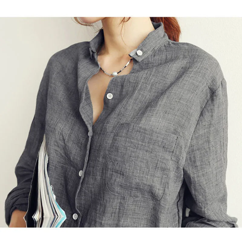 Vetement femme 2021 из хлопка и льна рубашка ropa женские стильные топы блузы Женская