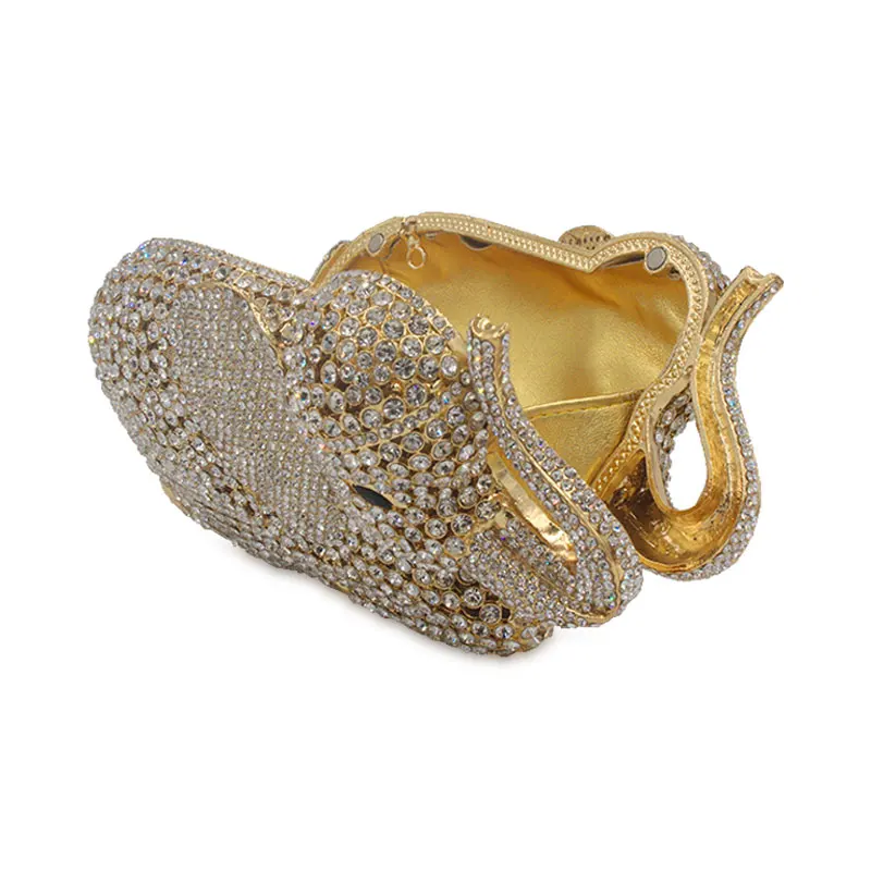 Животное украшенные разноцветными кристаллами 3D слон Форма женская вечерняя