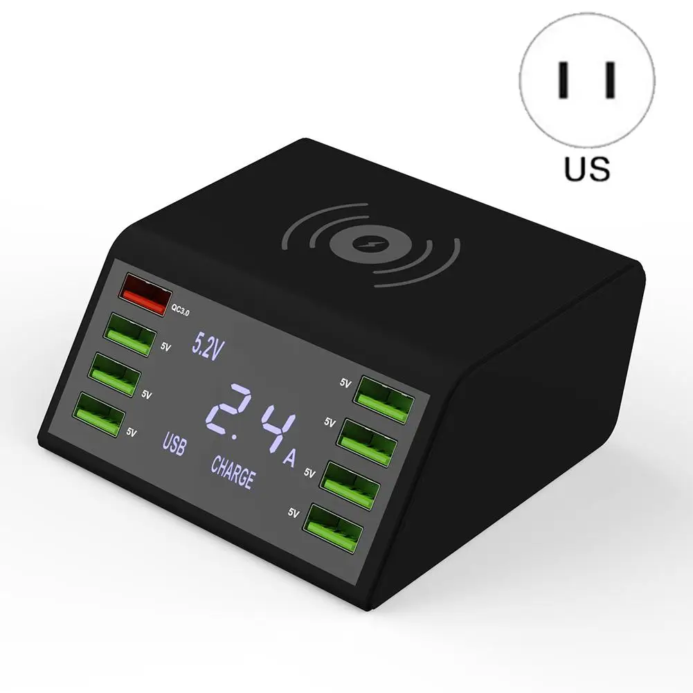 9-в-1 Беспроводное зарядное устройство QC 3 0 Быстрая зарядка 8USB порт C-type зарядная
