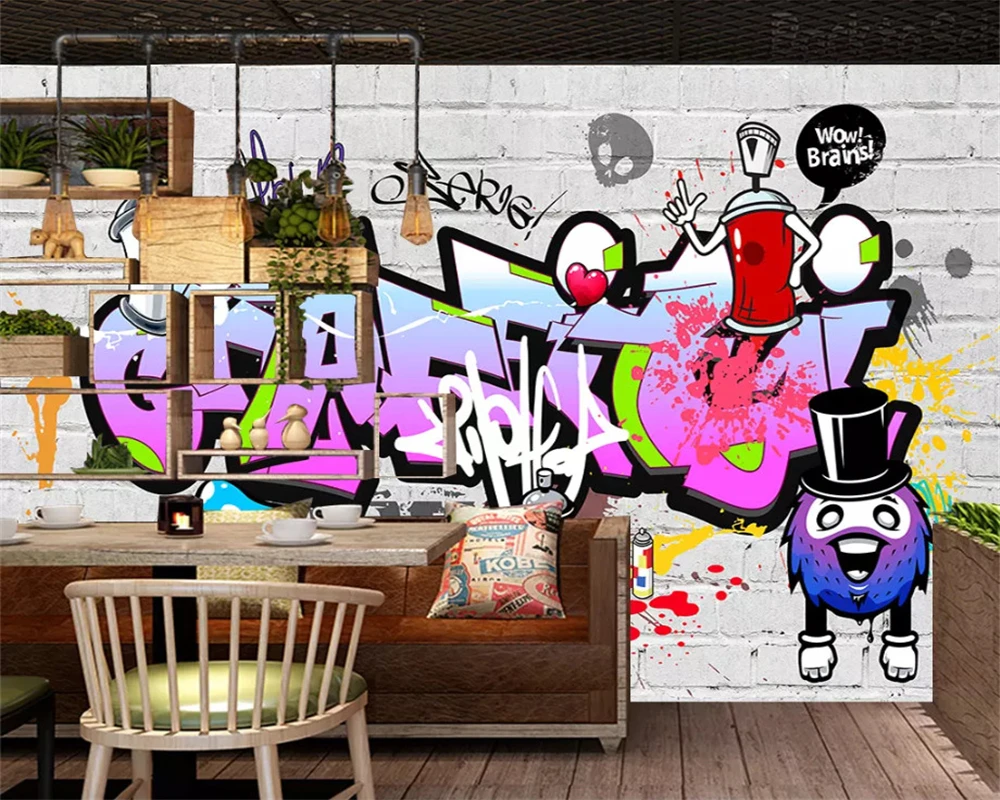 

Beibehang Customize any size 3d wallpaper nostalgic brick wall trend street graffiti KTV bar background wall 3d wallpaper behang