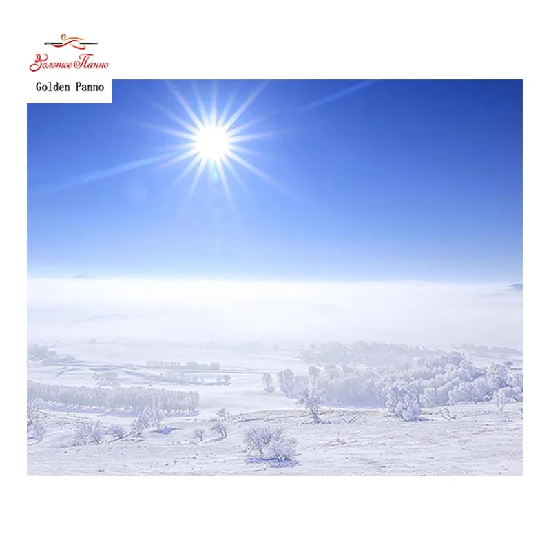 

Golden Panno,Needlework,DIY DMC 14CT Cross stitch Kit, Winter and sun Counted Pattern Embroidery Cross-stitch Painting 0403