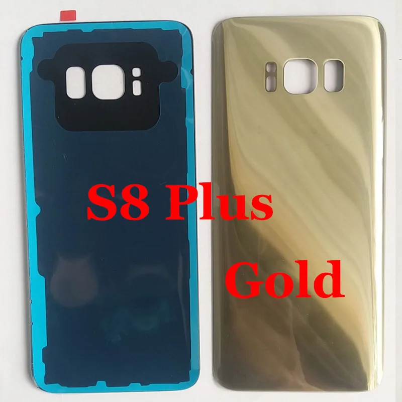 Для samsung Galaxy S8 G950 G950F S8 Plus G955 G955F задняя крышка батарейного отсека задняя Дверная панель чехол с клейкой наклейкой - Цвет: S8plus gold