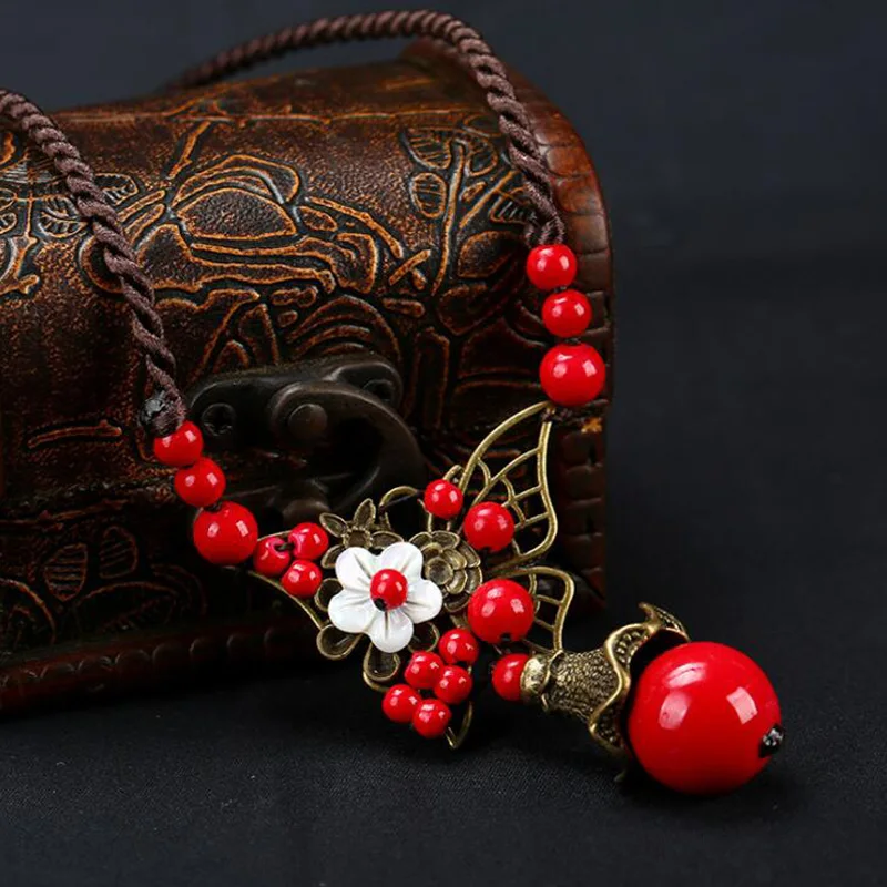 Ожерелье с красными бусинами в форме бабочки|clavicle necklace|rope necklacenecklaces for women |