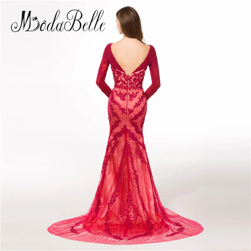 Modabelle Дубай кружевное длинное красное вечернее платье с аппликацией русалки