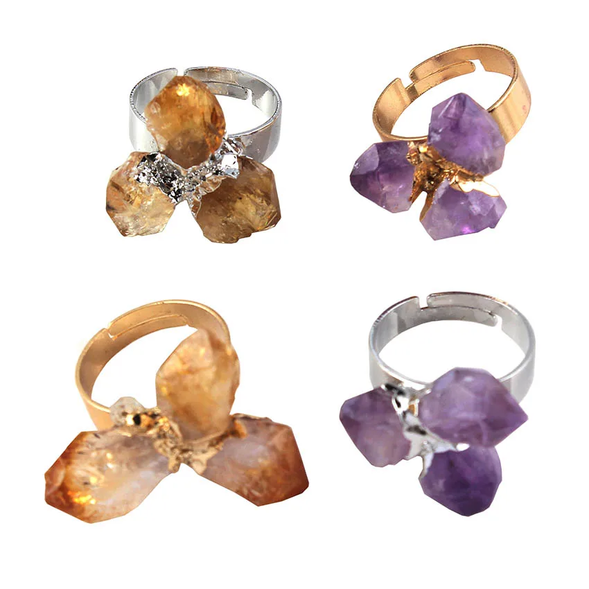 KFT натуральный лечебный Кристал кварц камень кольцо аметистами цитрины рейки