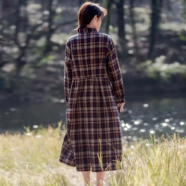 Осеннее пальто Для женщин ретро Длинные Большой размер Топы стоять Кардиган