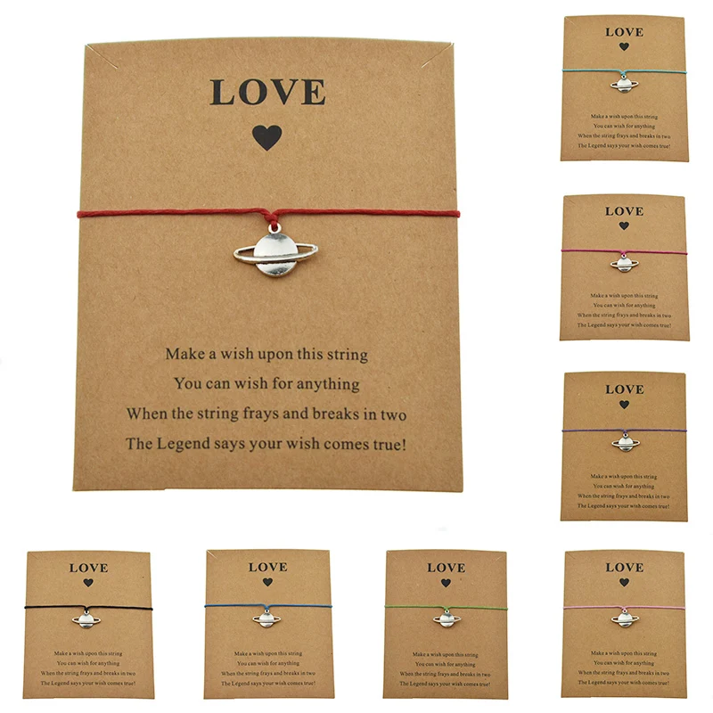 Женские браслеты с надписью Wish Love Card подарочные украшения в виде Юпитера урана