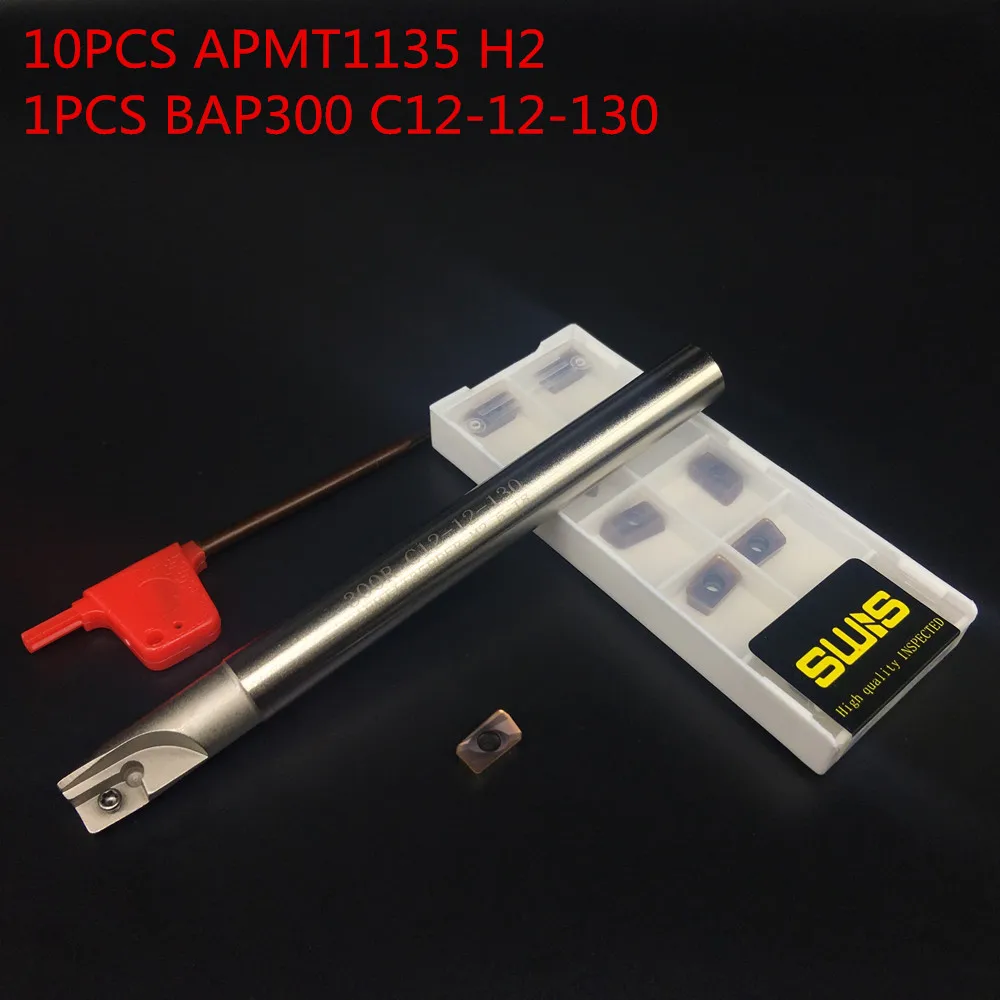 10 шт. APMT1135 H2 + 1 12 мм фреза держатель BAP300R C12 130L 1F фрезы для обработки лица|cutter