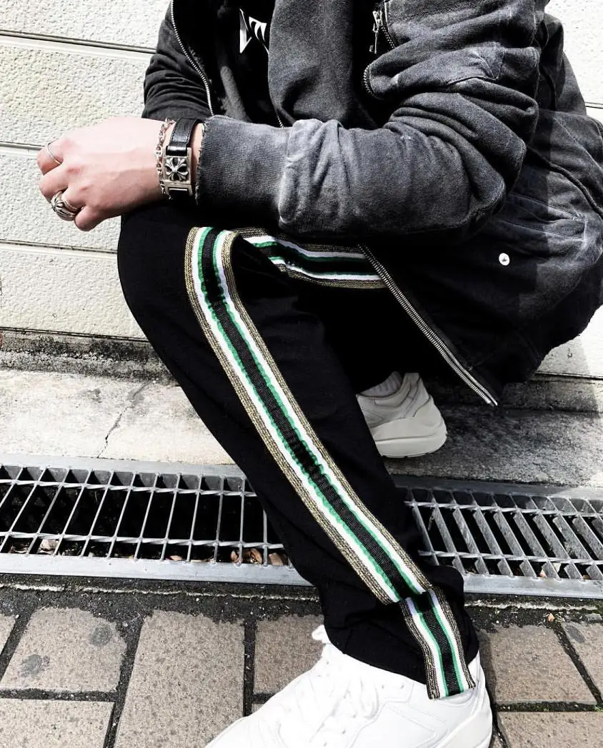 19SS RHUDE Traxedo брюки 1:1 брюки для бега с боковой лентой хип-хоп высокие уличные штаны с эластичной резинкой на талии спортивные штаны байкерские брюки