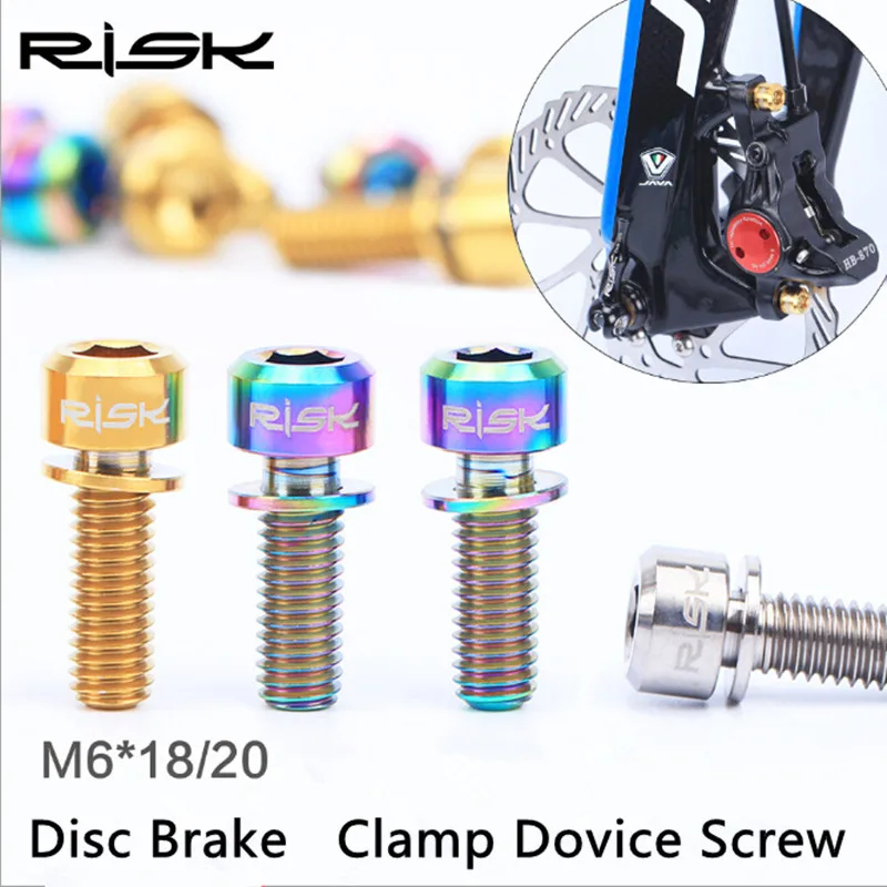 4pcs Disc Brake Screws Titanium MTB Mountain bike M6*18/M6*20mm Bolts Clamp With Gasket Stigma Cone Head | Спорт и развлечения