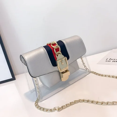 Прозрачный кошелек Роскошные сумки для женщин дизайнер tote bagsac основной femme через плечо - Цвет: Серебристый