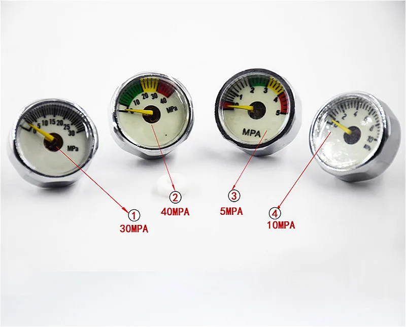 10pcs x Scuba Dive PSI Pressure Gauges Pony Bottle Pressure Gauge for Mini Air Tank SPG 5-40MPa M8 M10 Thread Airforce Manometre