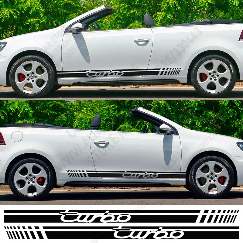 1 пара настраиваемых турбо спортивных дверных наклеек наклейка Стайлинг автомобиля для VW Volkswagen polo golf beetle SEAT